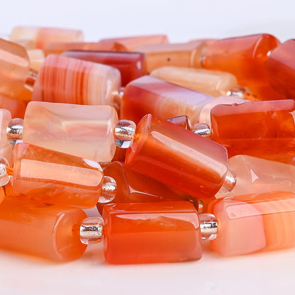 15-16pcs 6x10mm Orange Faceted Cylinder Spacer Beads