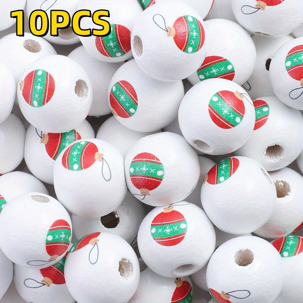 10pcs/set 16mm Christmas Wooden Beads