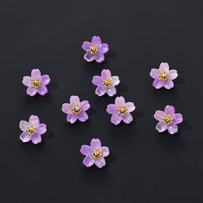 20pcs 10mm Colorful Gradient Glass Flower Beads