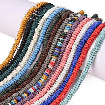 1SET 8mm Mixed Color Volcanic Stone Abacus Beads