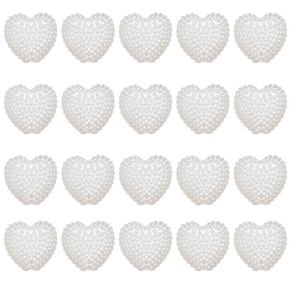 50pcs 12mm Pure White Acrylic Heart Beads