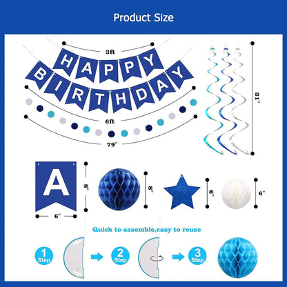 Blue Birthday Party Decoration Set