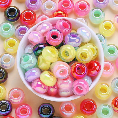 20pcs UV Plated Big Hole Acrylic Pony Beads