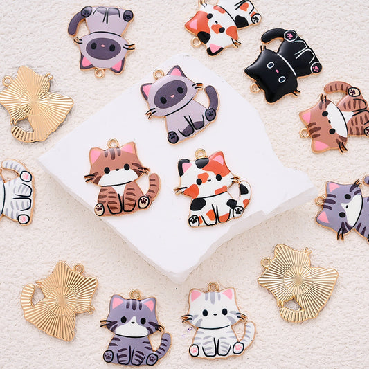Enamel Cat Pendant Charms