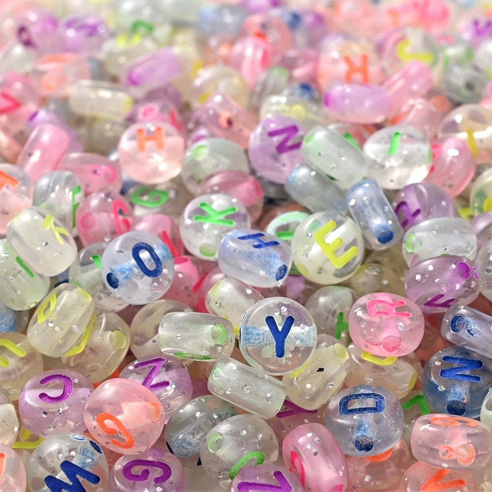 100PCS 4×7mm Heart-Shaped A-Z Letter Acrylic Bead Set