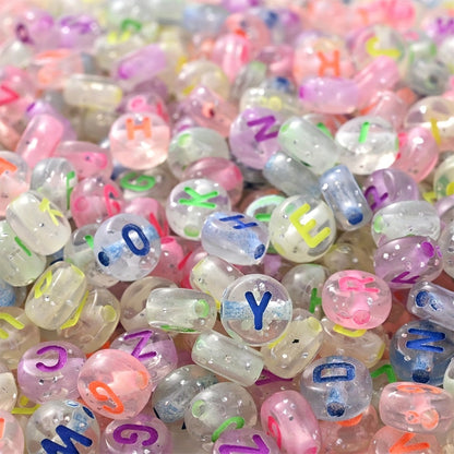 100PCS 4×7mm Heart-Shaped A-Z Letter Acrylic Bead Set
