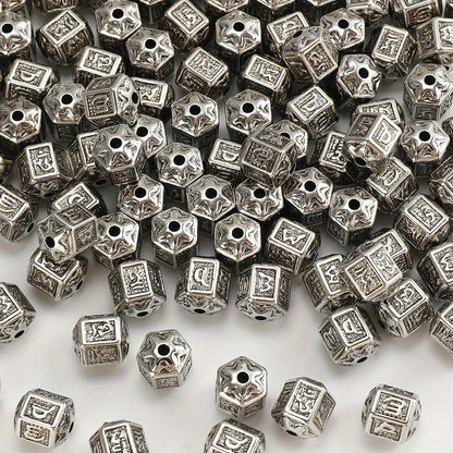 Silver Vintage Barrel Beads