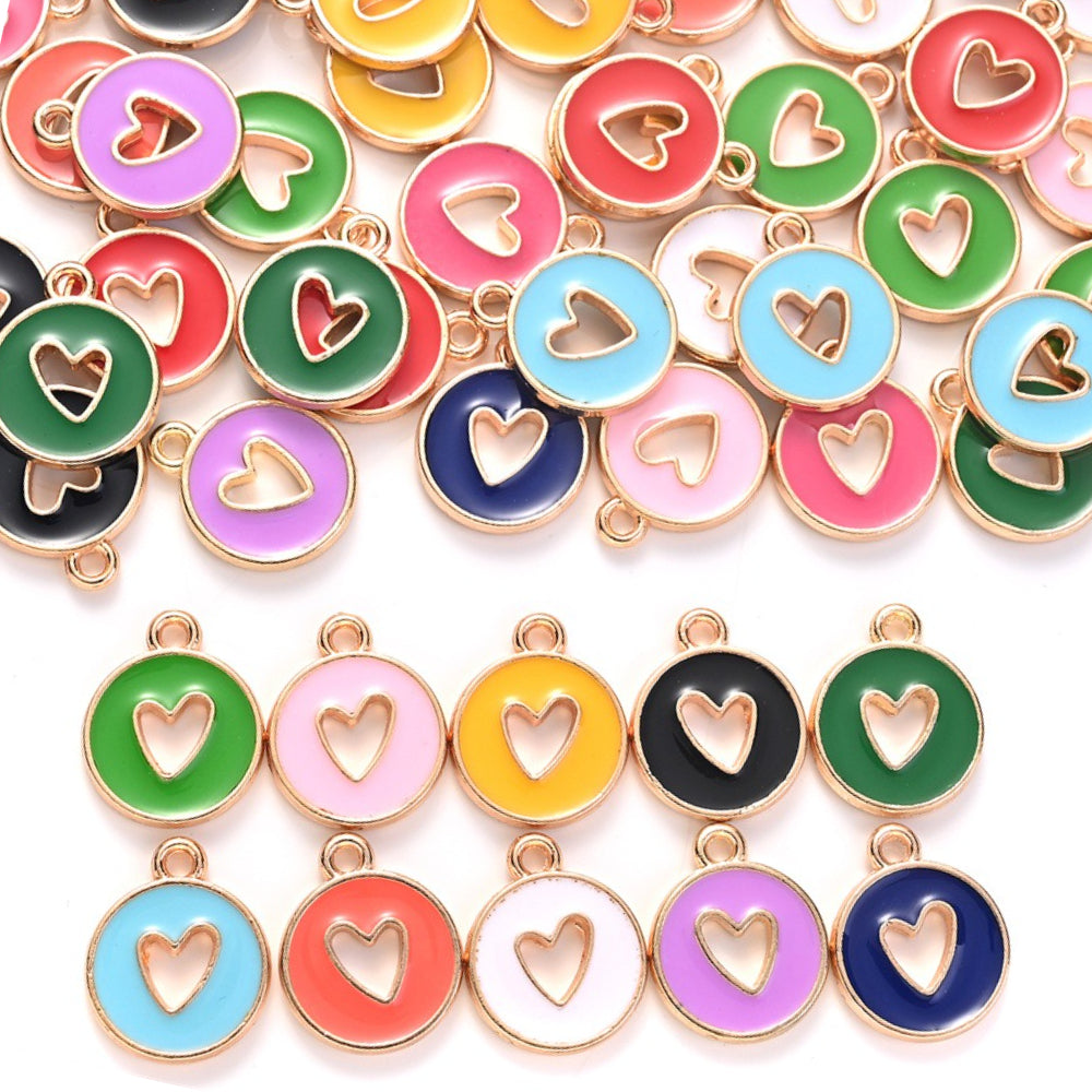 Valentine's Day Round Openwork Heart Alloy Charms