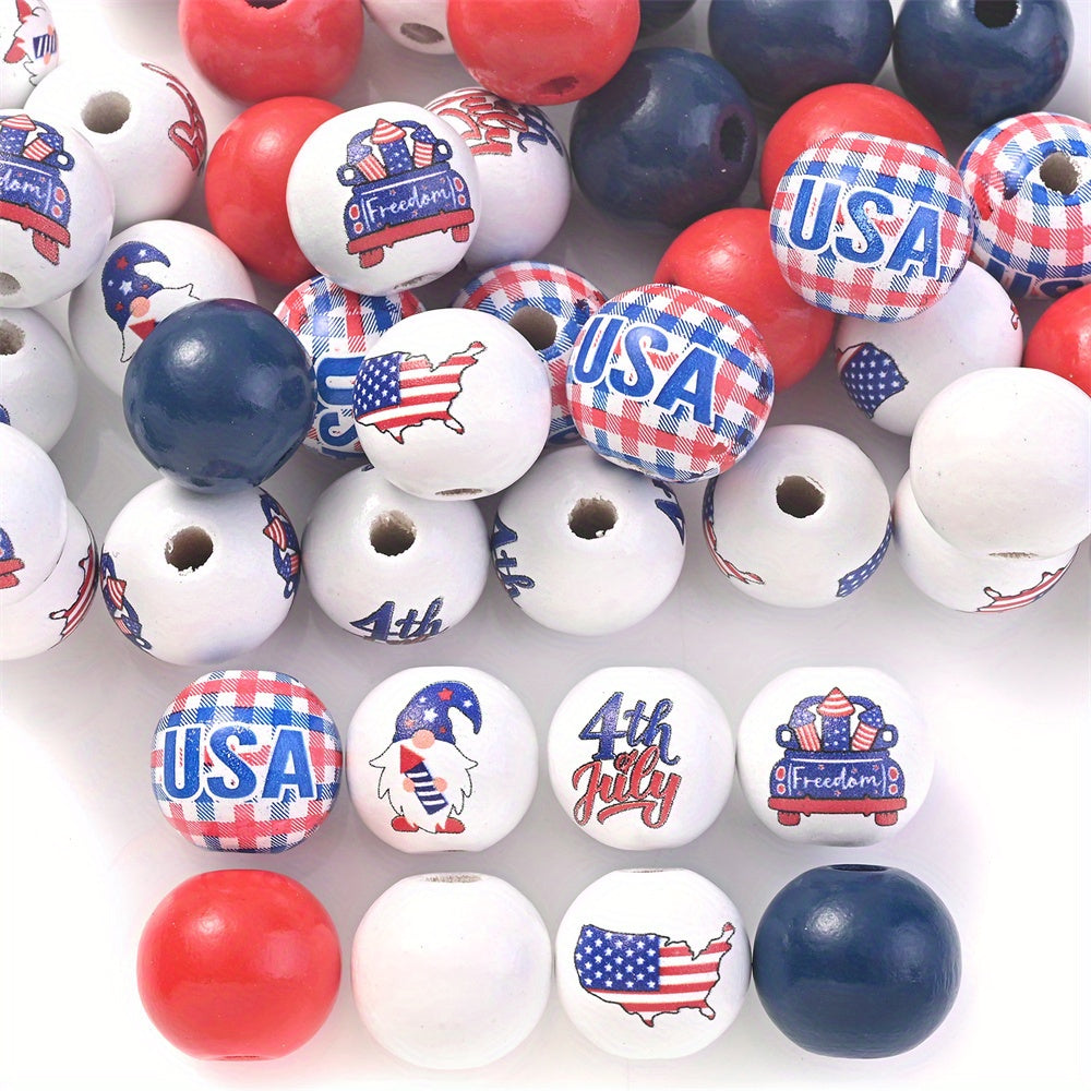 10PCS 16mm Animal Print Round Wooden Bead Set