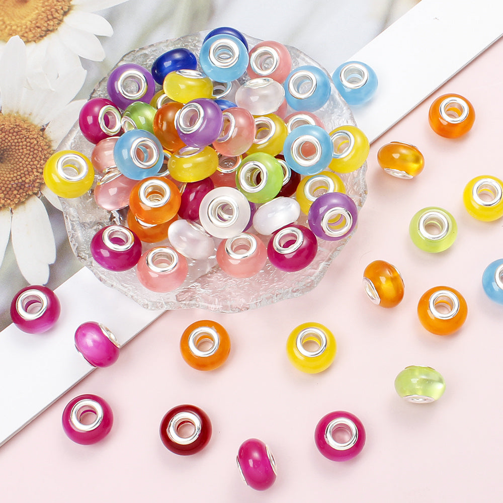 30/50pcs 9x14mm Resin Cat Eye Large Hole Beads