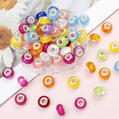 30/50pcs 9x14mm Resin Cat Eye Large Hole Beads