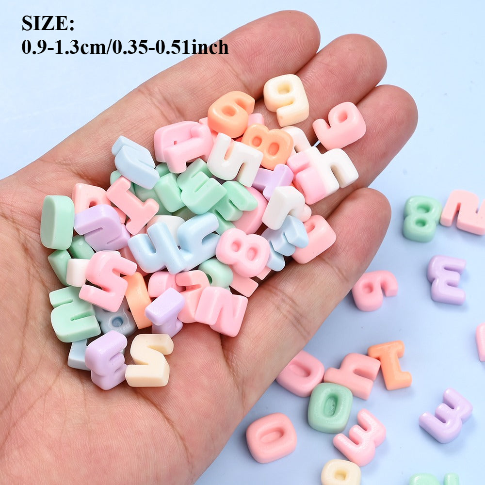 Rainbow Resin Number Flatback Beads