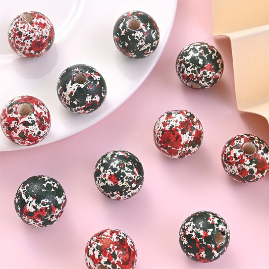 10pcs 16mm Christmas Wooden Round Beads
