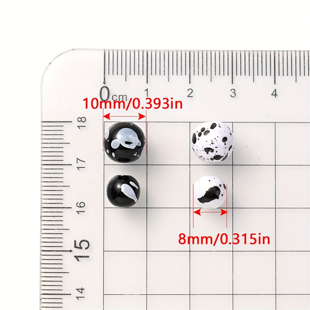 200pcs 10mm Acrylic Ink Painted Round Beads