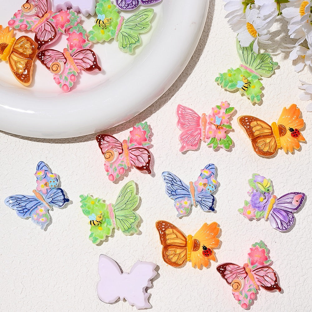 10PCS 22×26mm Colorful Butterfly Resin Flatback Embellishment Set