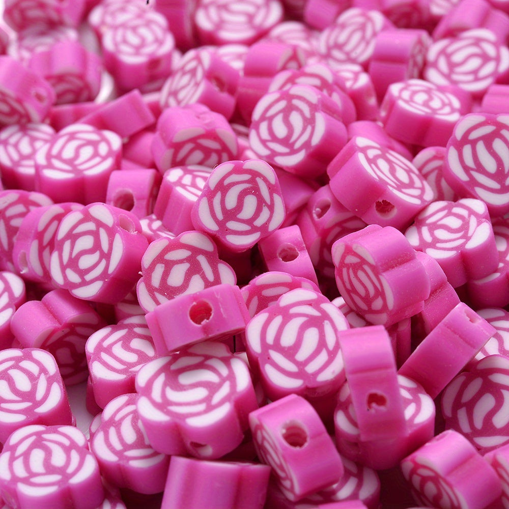 Mixed Rose Polymer Clay Spacer Beads