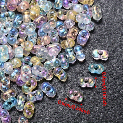 Rainbow Glass Rice Spacer Beads