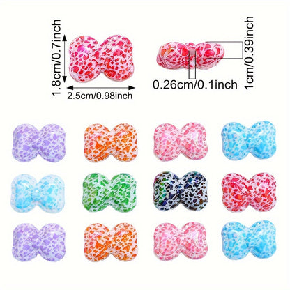 10PCS 18×25mm Leopard Bow Acrylic Bead Set
