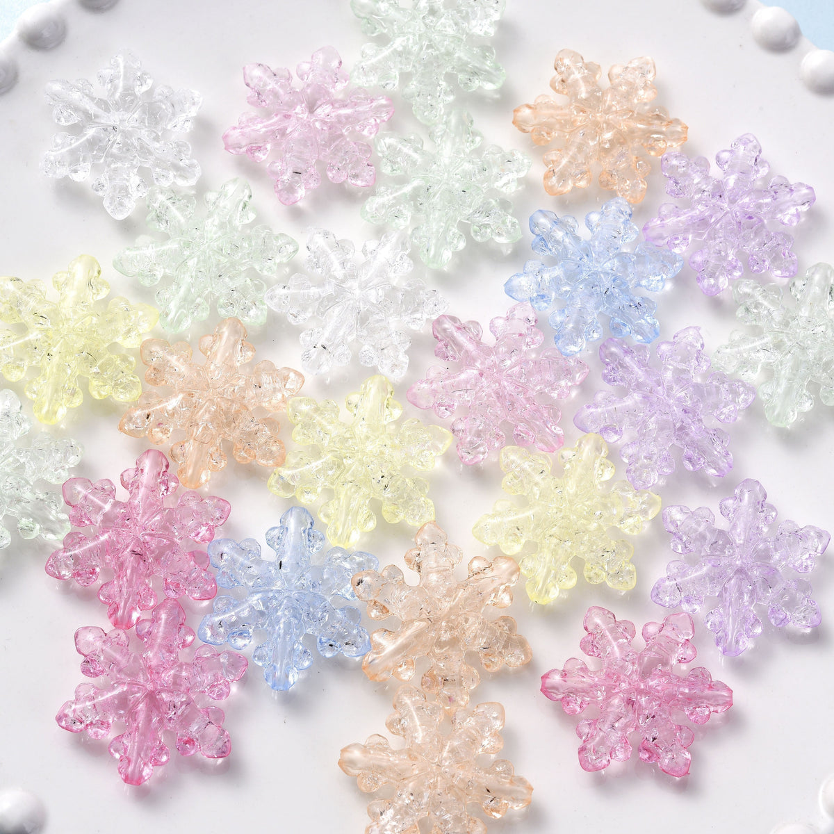 10PCS 27×31mm Snowflake Acrylic Spacer Bead Set