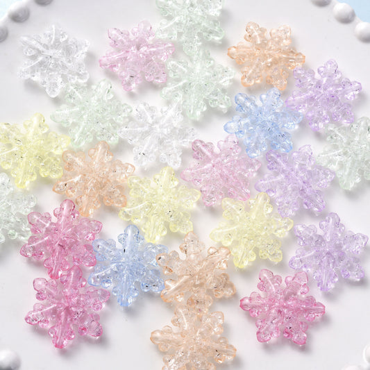 10PCS 27×31mm Snowflake Acrylic Spacer Bead Set