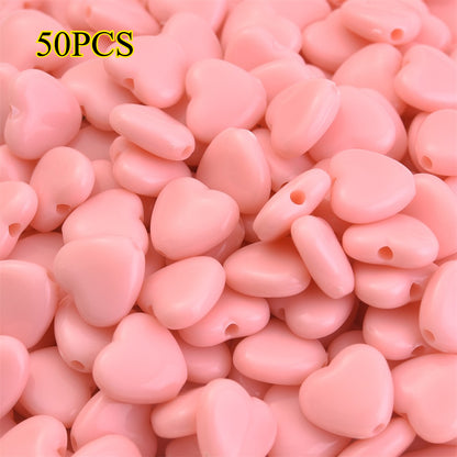 50pcs 12x11mm Heart-Shaped Acrylic Beads