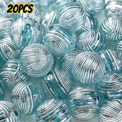 20pcs 16mm Mixed Color Line Round Acrylic Spacer Beads