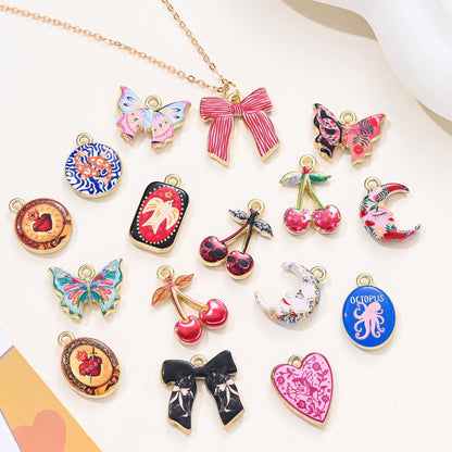 16PCS Color Printed Zinc Alloy Pendant Set