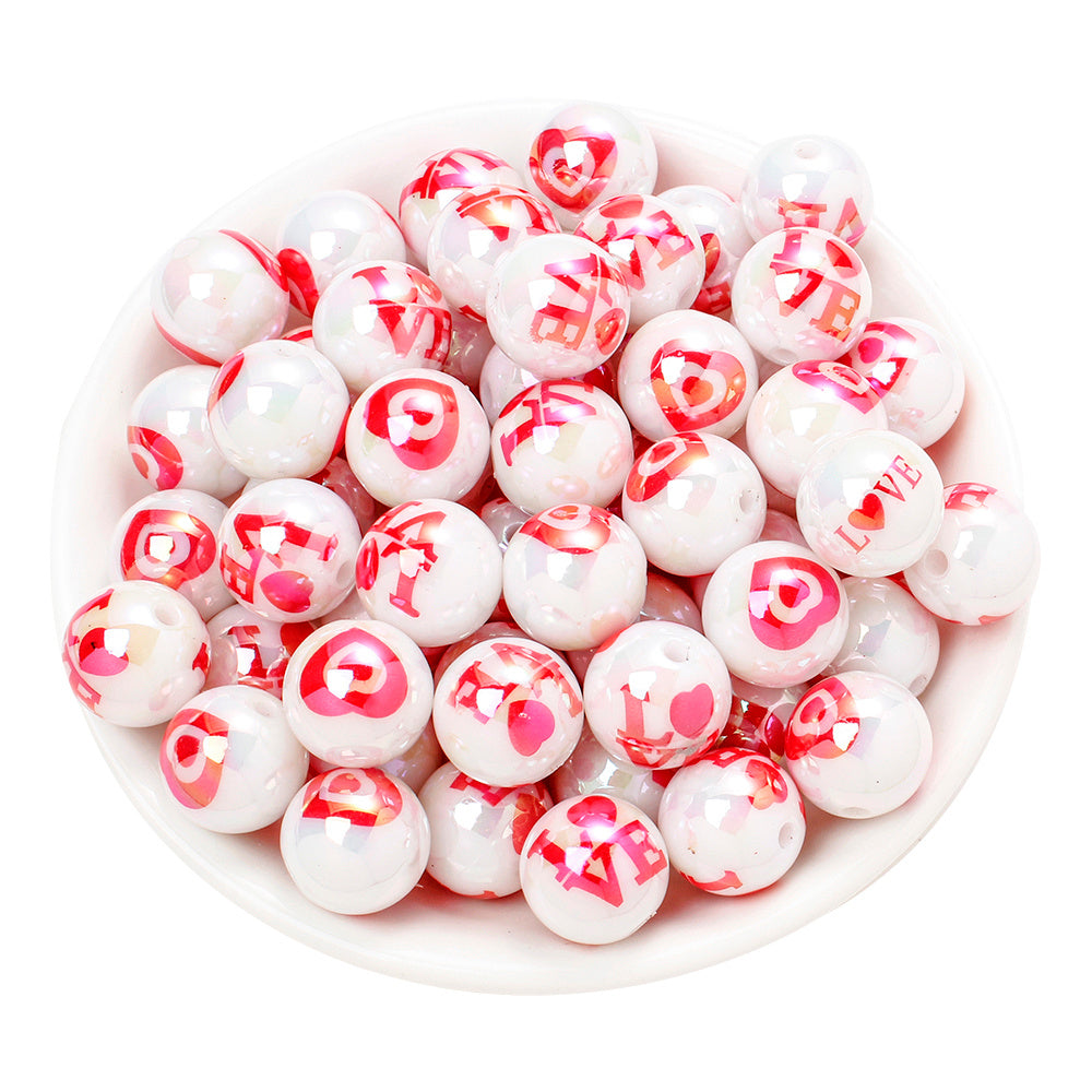 10pcs 16mm Valentine's Day AB Color Acrylic Beads