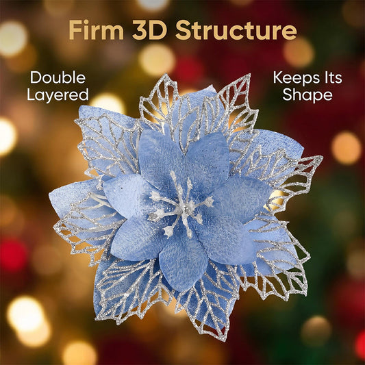 Christmas Poinsettia Polyester Flower Set