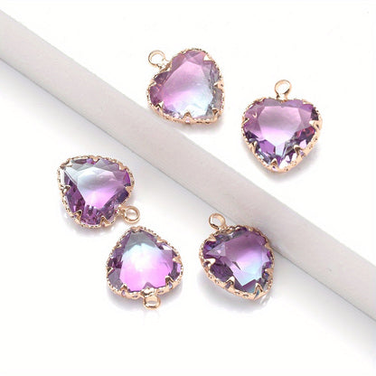 Colored Heart Faux Crystal Charm Beads