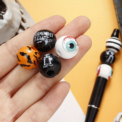 10PCS 16mm Multistyle Patterned Wooden Bead Set