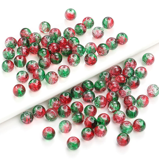 Red Green Gradient Crystal Round Beads