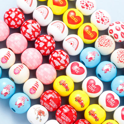 Valentine’s Day Printed Wooden Beads