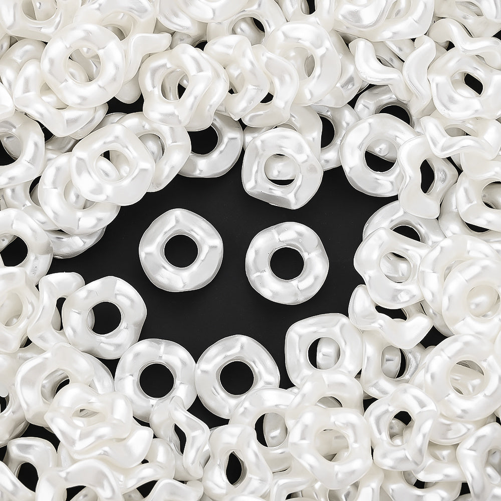 White Wavy Acrylic Spacer Beads