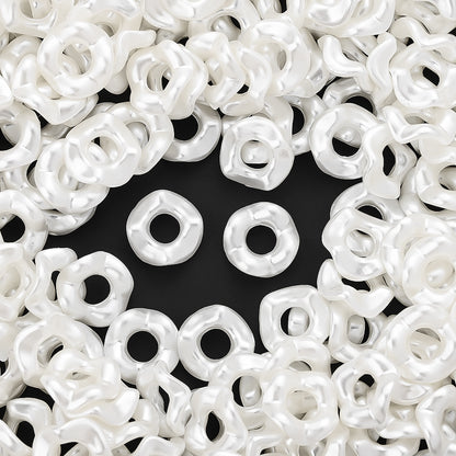 White Wavy Acrylic Spacer Beads