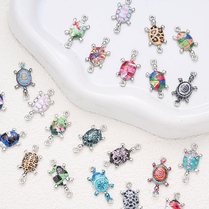 10PCS Multicolor Alloy Turtle Pendant Set