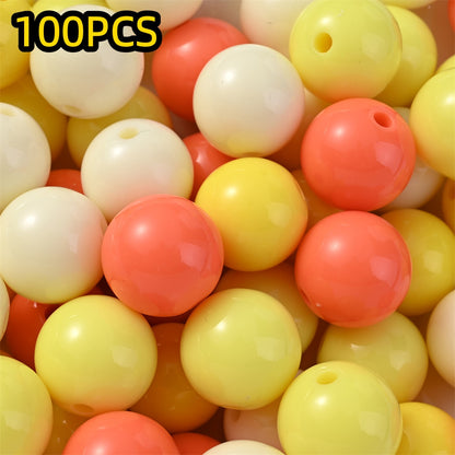 50/100pcs Solid Color Acrylic Round Beads