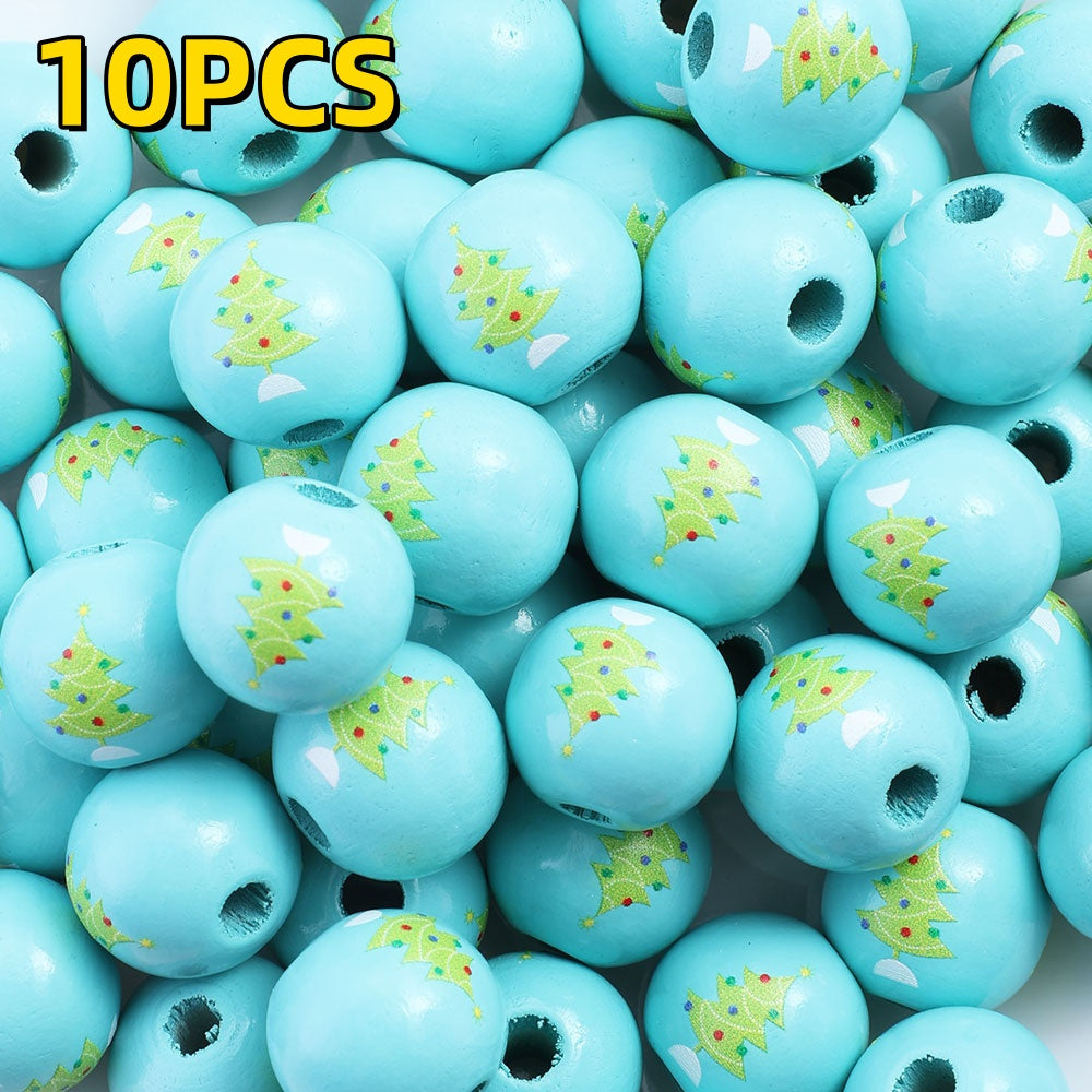 10pcs/set 16mm Christmas Wooden Beads