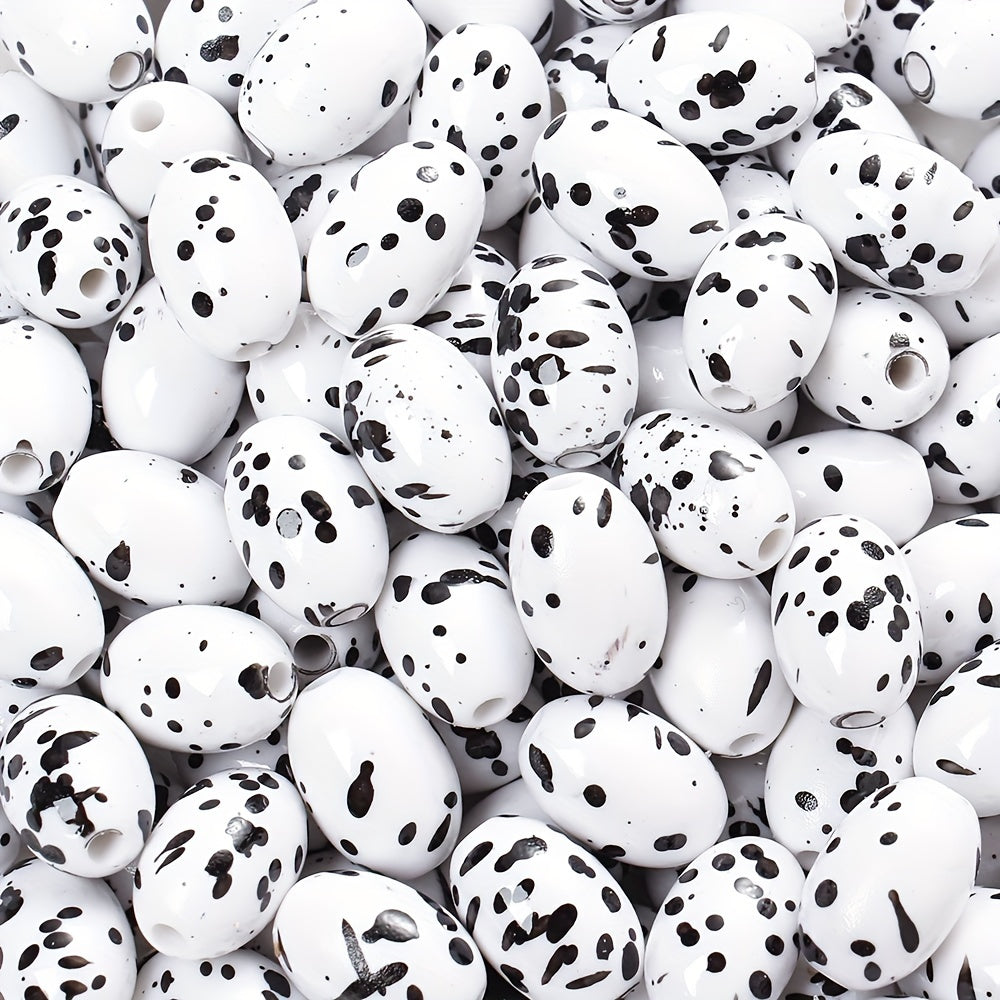 Artistic Splatter Design Acrylic Oval Beads