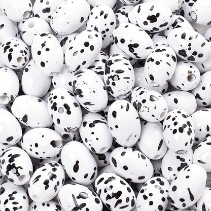Artistic Splatter Design Acrylic Oval Beads