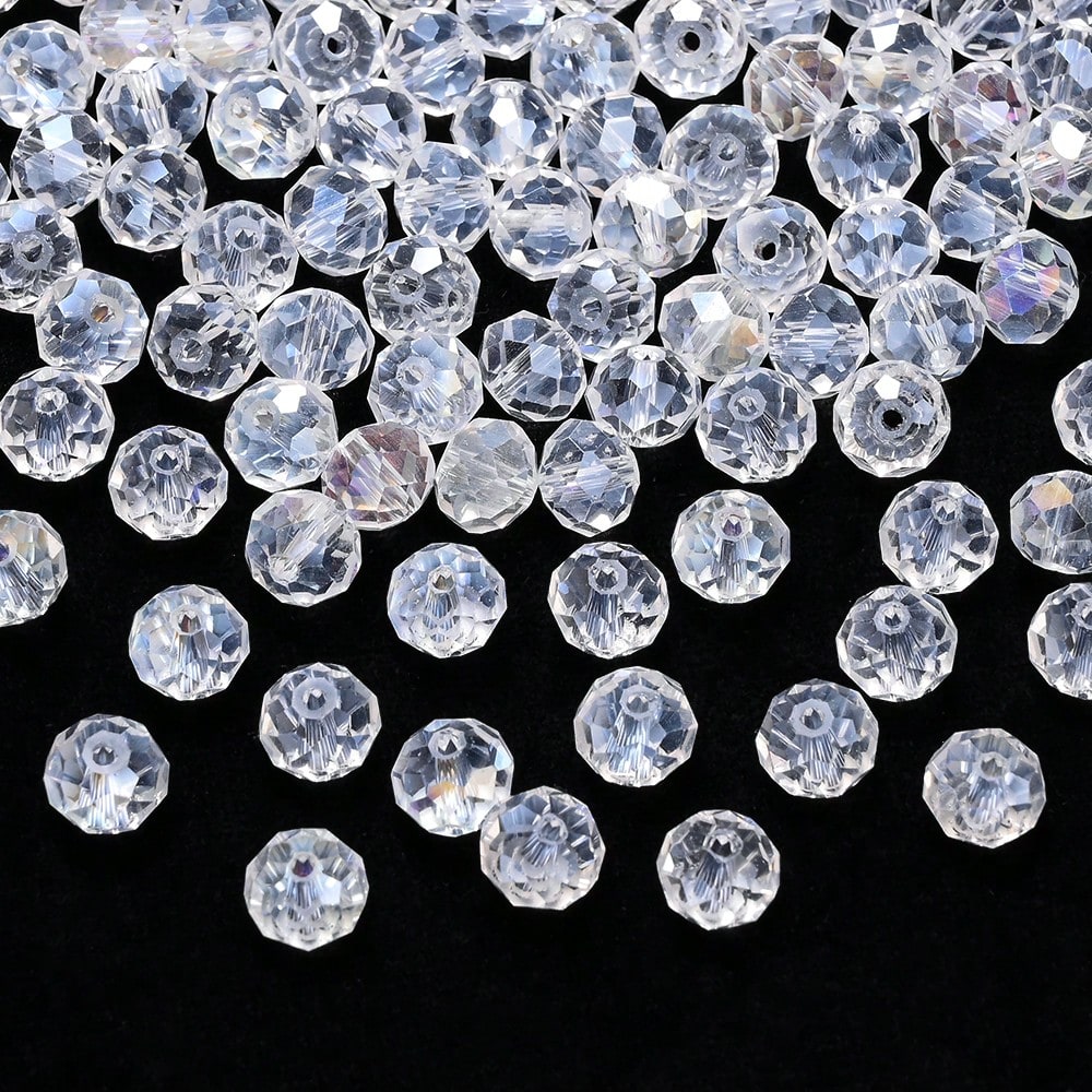 200/500pcs 4/6mm Transparent AB Faceted Glass Beads