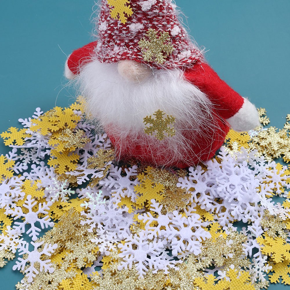 Gold & White Snowflake Polyester Decorations