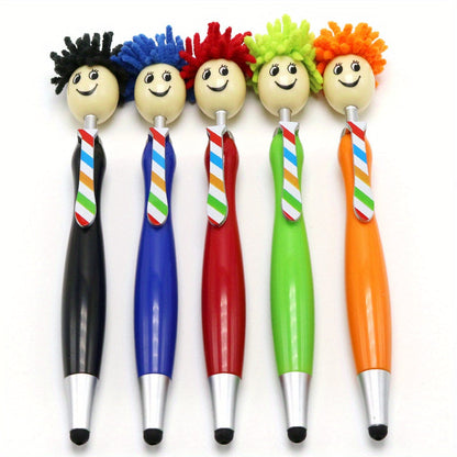 8-Piece 2-in-1 Plush Doll Smile Face Rainbow Ballpoint Pens