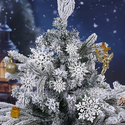 White Glitter Snowflake Hanging Ornaments