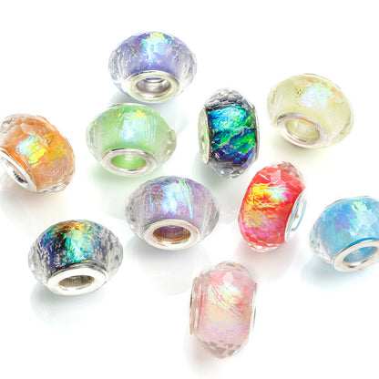 30pcs 9x14mm AB Color Faceted Acrylic Large Hole Beads