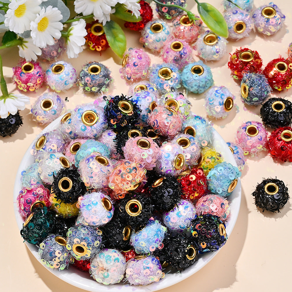 AB Sequin Pom Pom Beads