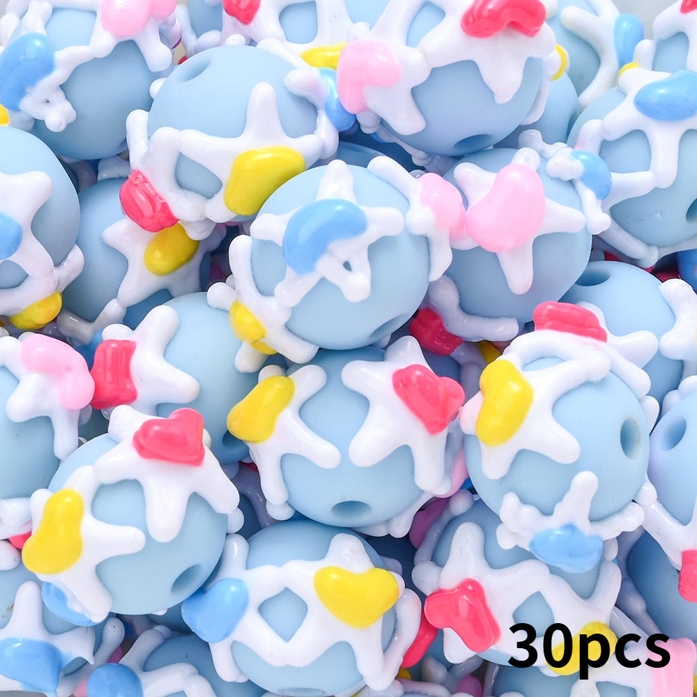 Painted Acrylic Round Beads