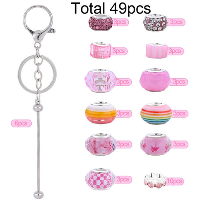 Silver Beaded Keychain Making Kit