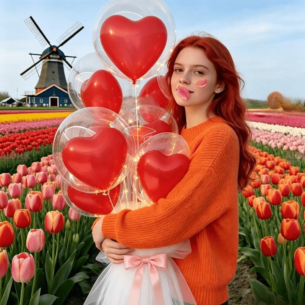 Bubble & Red Heart Balloon Set