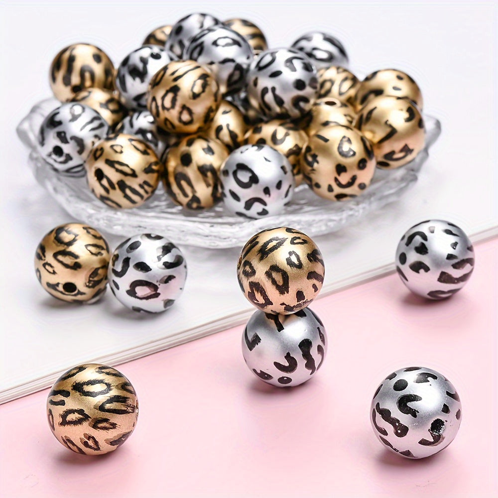 10pcs/lot 16mm Random Leopard Print Acrylic Beads